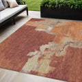 5 X 8 Orange And Burnt Orange Abstract Washable Indoor Outdoor Area Rug