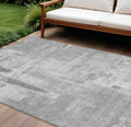 8 X 10 Gray And Off White Abstract Washable Indoor Outdoor Area Rug