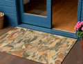 3 X 5 Copper And Orange Abstract Washable Indoor Outdoor Area Rug
