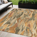 5 X 8 Copper And Orange Abstract Washable Indoor Outdoor Area Rug