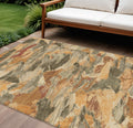 9 X 12 Copper And Orange Abstract Washable Indoor Outdoor Area Rug