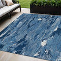 5 X 8 Navy Blue And Blue Abstract Washable Indoor Outdoor Area Rug