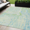 5 X 8 Mint Green And Blue Abstract Washable Indoor Outdoor Area Rug