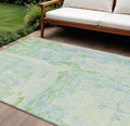 8 X 10 Mint Green And Blue Abstract Washable Indoor Outdoor Area Rug