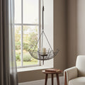 31 Black Distressed Woven Metal Lantern Candle Holder