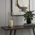 30 Gold Distressed Geometric Metal Tabletop Lantern Candle Holder