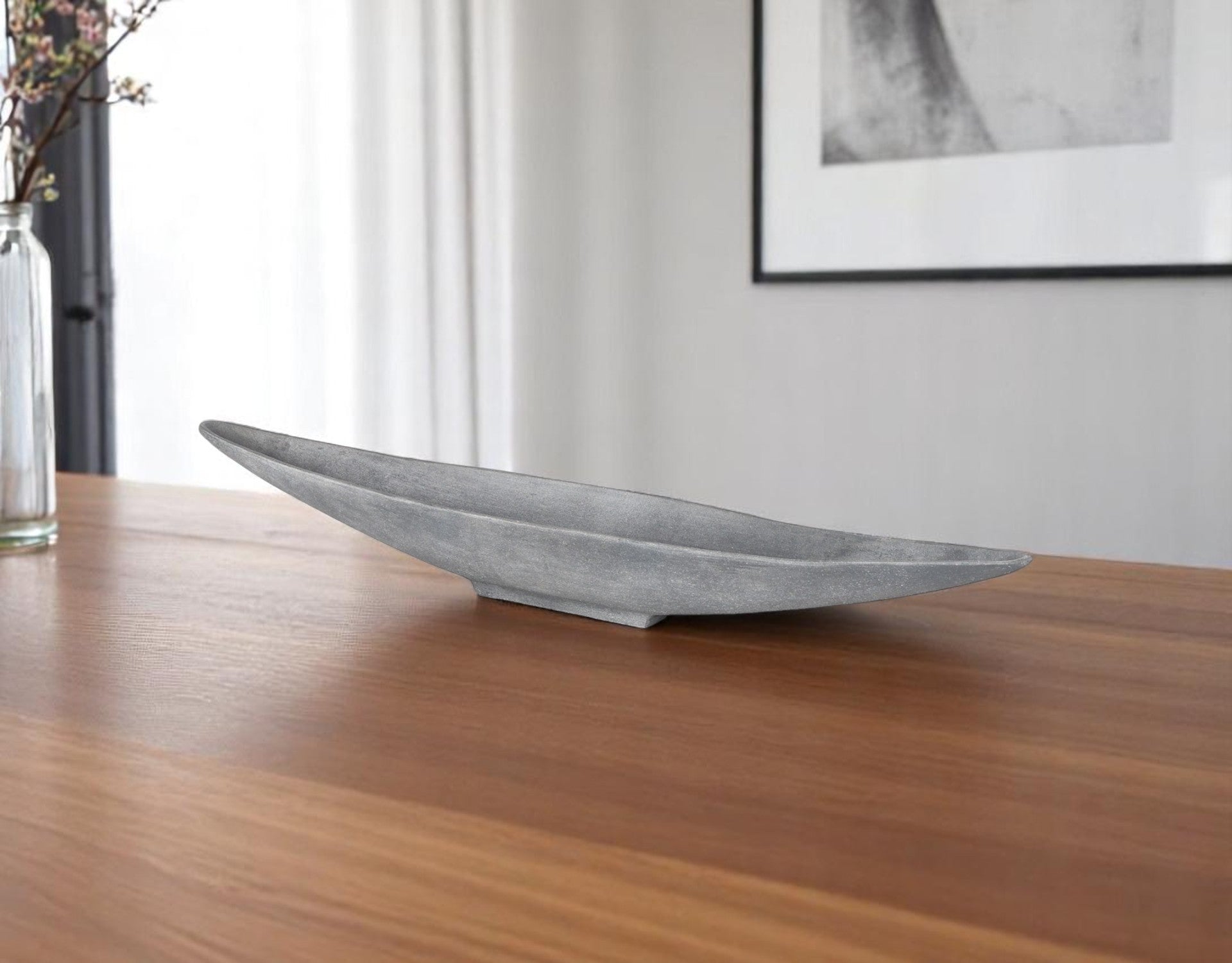 32'' Gray Cast Aluminum Oval Centerpiece Bowl