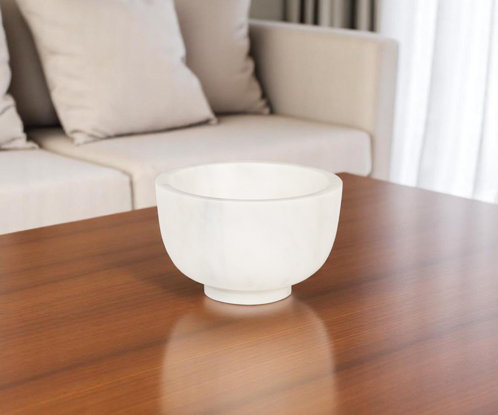 7'' White Marble Round Decorative Bowl