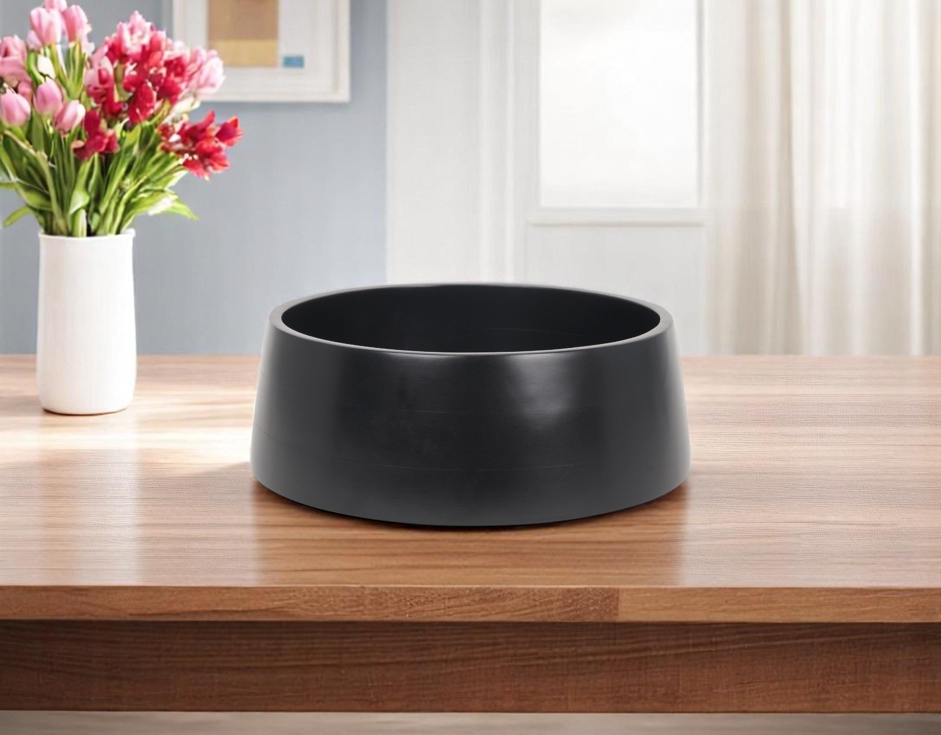 14'' Black Wood Round Centerpiece Bowl