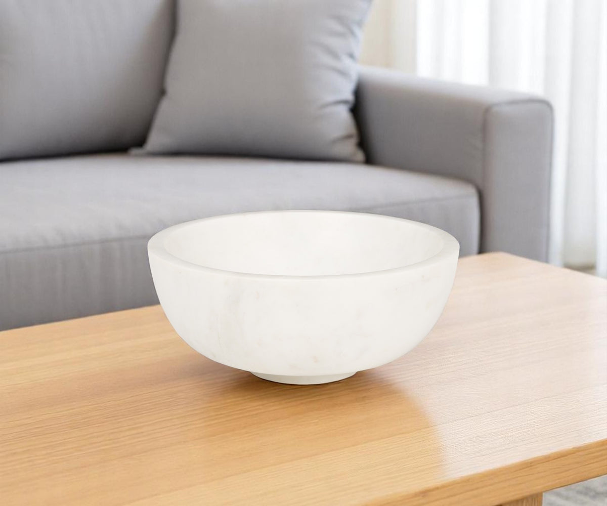 10'' White Marble Round Centerpiece Bowl