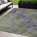 5 X 8 Olive Green And Dark Purple Abstract Washable Indoor Outdoor Area Rug