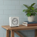9 White Iron Square Table Clock