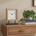11 Natural And Black Solid Wood And Metal Square Table Clock