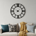 42 Black Iron Analog Round Wall Clock