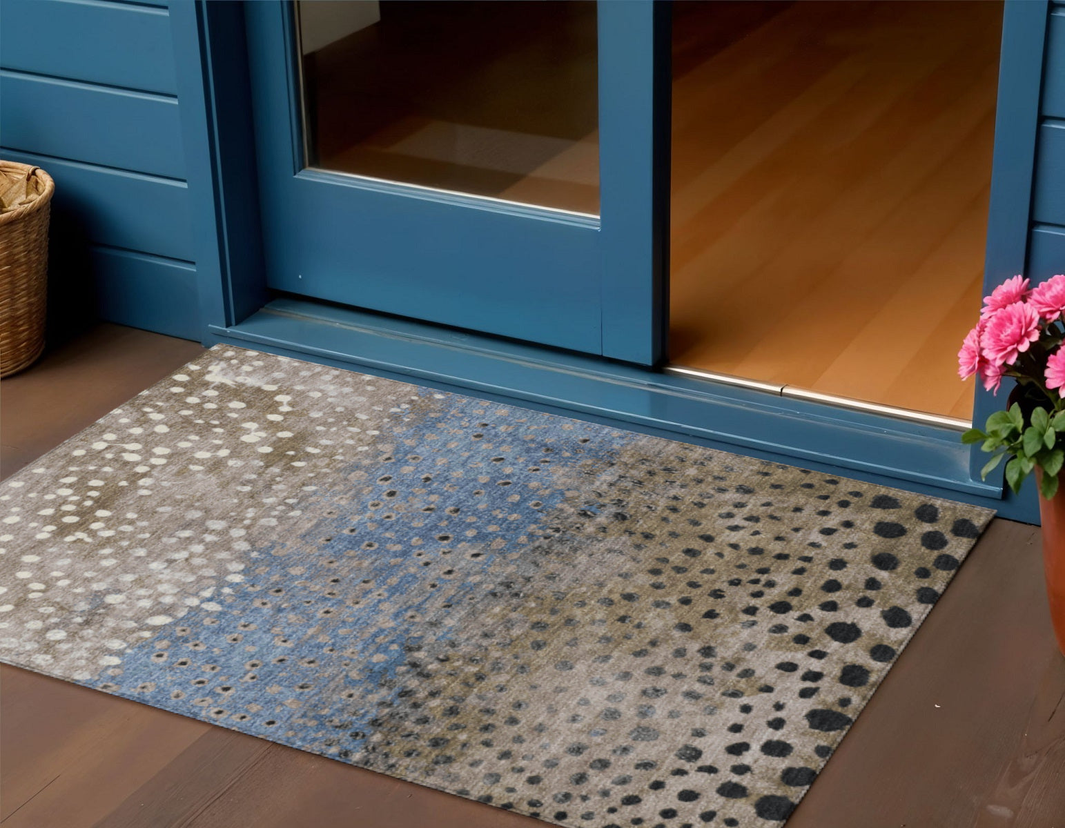 3 X 5 Khaki And Taupe Abstract Washable Indoor Outdoor Area Rug