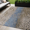 5 X 8 Khaki And Taupe Abstract Washable Indoor Outdoor Area Rug