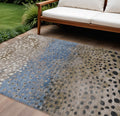 8 X 10 Khaki And Taupe Abstract Washable Indoor Outdoor Area Rug