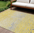 9 X 12 Yellow And Gold Abstract Washable Indoor Outdoor Area Rug