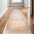 9 Beige Blue And Brown Abstract Runner Rug