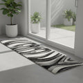 7 Black And Gray Abstract Runner Rug