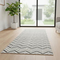 7 Gray And Beige Geometric Runner Rug