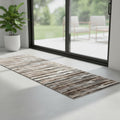 7 Brown And Beige Abstract Runner Rug