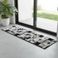 7 Black And Gray Geometric Runner Rug