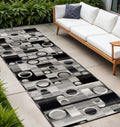 2 x 25 Black And Gray Geometric Runner Rug