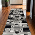 19 Runner Black And Gray Geometric Runner Rug