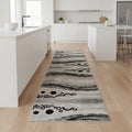 9 Gray And Black Geometric Runner Rug
