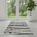 7 Gray And Black Geometric Runner Rug