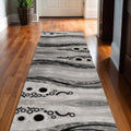 2 x 25 Gray And Black Geometric Runner Rug