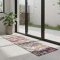 7 Yellow And Blue Abstract Runner Rug