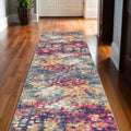 2 x 25 Yellow And Blue Abstract Runner Rug