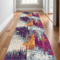 19 Runner Purple Orange And Gray Abstract Runner Rug