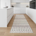 9 Beige And Blue Abstract Runner Rug