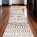 2 X 30 Beige And Blue Abstract Area Rug