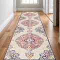 25 Runner Beige Rust And Purple Medallion Runner Rug