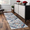 7 Blue Gray And Ivory Medallion Runner Rug