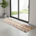 7 Yellow And Beige Abstract Runner Rug