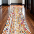 19 Runner Yellow And Beige Abstract Runner Rug