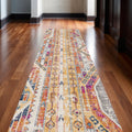 17 Runner Yellow And Beige Abstract Runner Rug