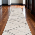 2 X 30 Beige And Gray Abstract Area Rug
