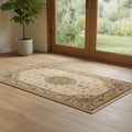 3 X 9 Beige And Cream Oriental Runner Rug