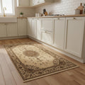 8 Beige And Cream Oriental Runner Rug