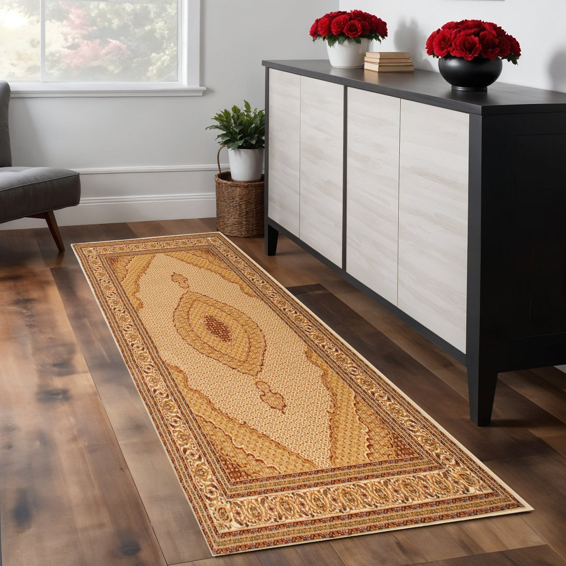 7 Beige And Cream Moroccan Runner Rug
