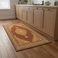 9 Red And Beige Moroccan Runner Rug