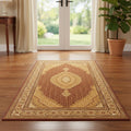 7 Red And Beige Moroccan Runner Rug