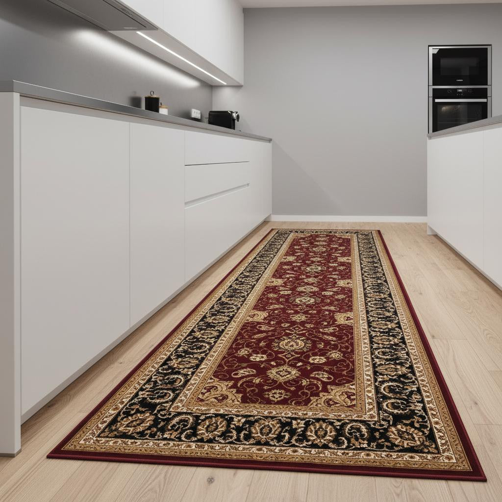 9 Red And Black Oriental Runner Rug