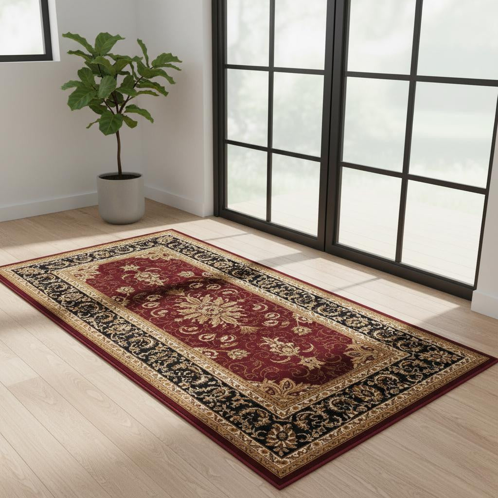 7 Red And Black Oriental Runner Rug